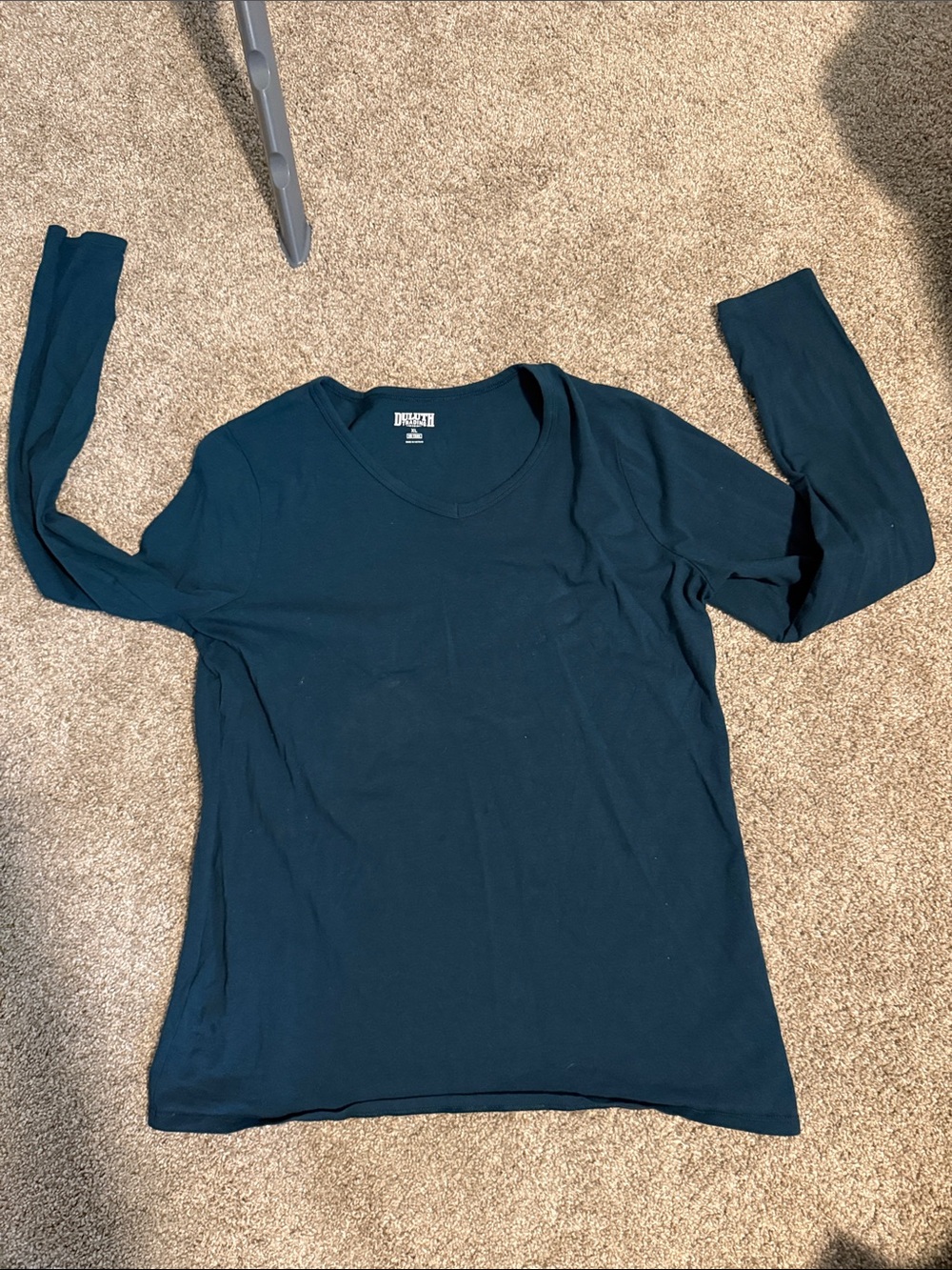 Duluth Trading Co Teal V-Neck Long Sleeve Tee